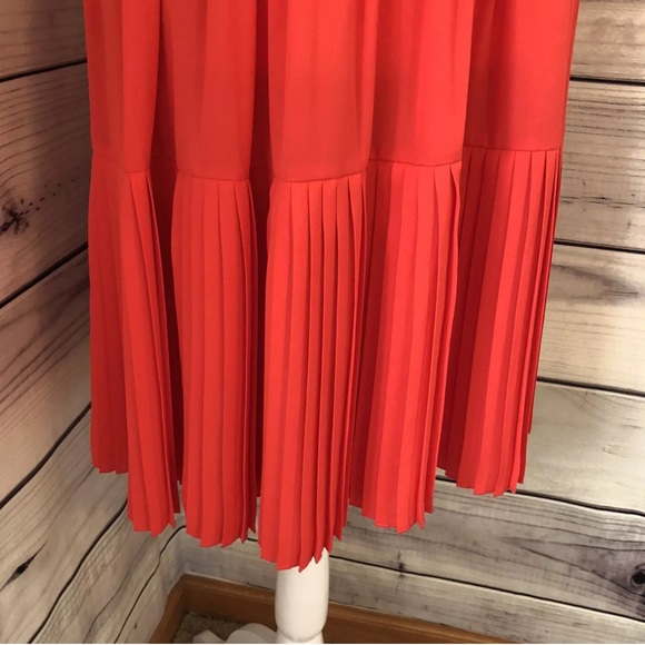 NWT KATE SPADE Persimmon Grove Red Orange Pleated Popover Cape Fit Flare Dress - Picture 6 of 16